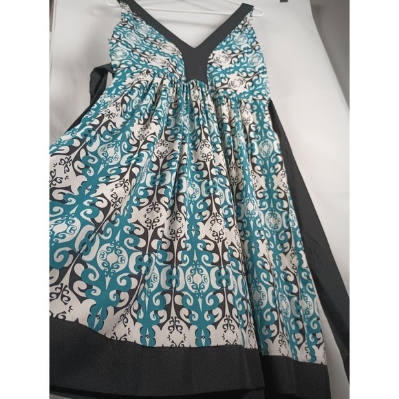 Trulli Ladies Sz 10 Sleeveless Blue Dress Floral Print Tie Waist - Picture 2 of 15